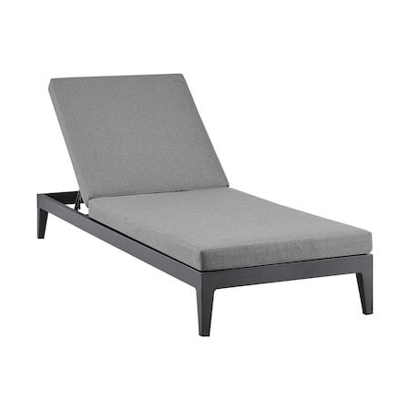 Armen Living Argiope Outdoor Patio Adjustable Chaise Lounge Chair in Aluminum with Gray Cushions 840254333017